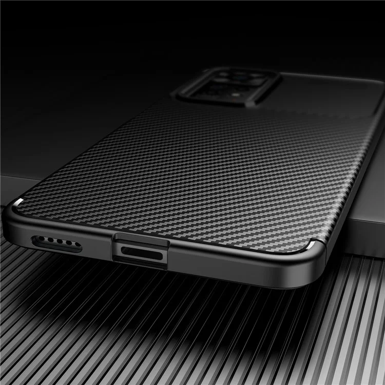 For Xiaomi Redmi Note 11 Pro 4G (MediaTek)/Note 11 Pro 5G (Qualcomm) Carbon Fiber Texture Anti-fingerprint Phone Case Protective Cover - Black