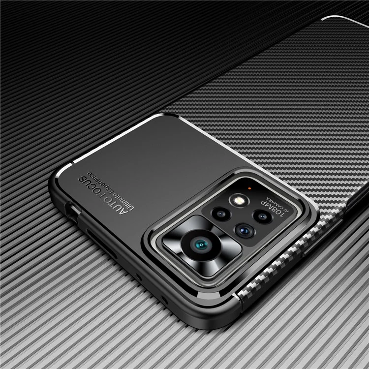 For Xiaomi Redmi Note 11 Pro 4G (MediaTek)/Note 11 Pro 5G (Qualcomm) Carbon Fiber Texture Anti-fingerprint Phone Case Protective Cover - Black