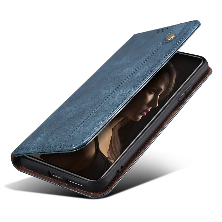 For Xiaomi Redmi Note 11S 4G / Redmi Note 11 4G (Qualcomm) Waxy Crazy Horse Texture PU Leather Case Wallet Stand Magnetic Absorption Protective Flip Cover - Blue