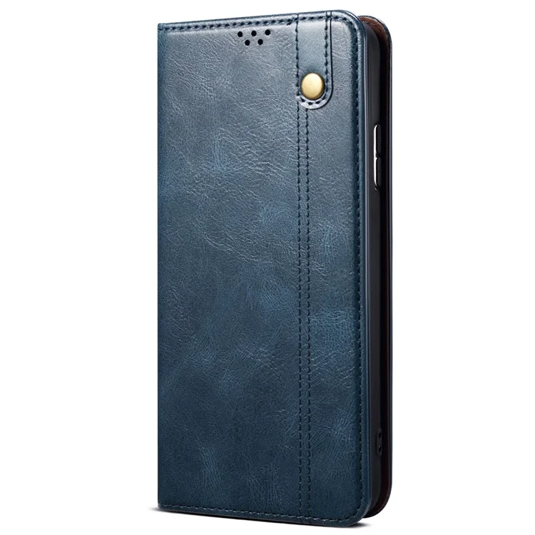 For Xiaomi Redmi Note 11S 4G / Redmi Note 11 4G (Qualcomm) Waxy Crazy Horse Texture PU Leather Case Wallet Stand Magnetic Absorption Protective Flip Cover - Blue