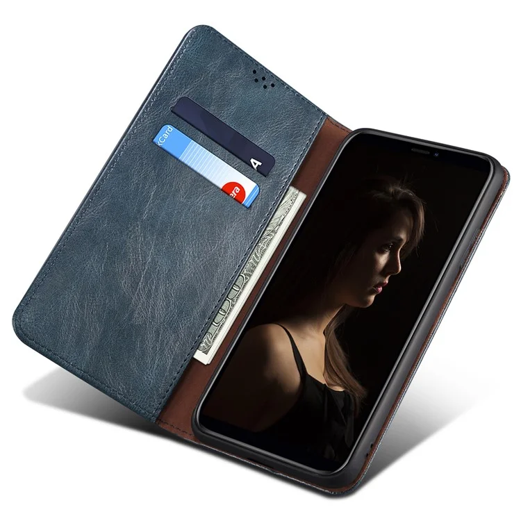 For Xiaomi Redmi Note 11S 4G / Redmi Note 11 4G (Qualcomm) Waxy Crazy Horse Texture PU Leather Case Wallet Stand Magnetic Absorption Protective Flip Cover - Blue
