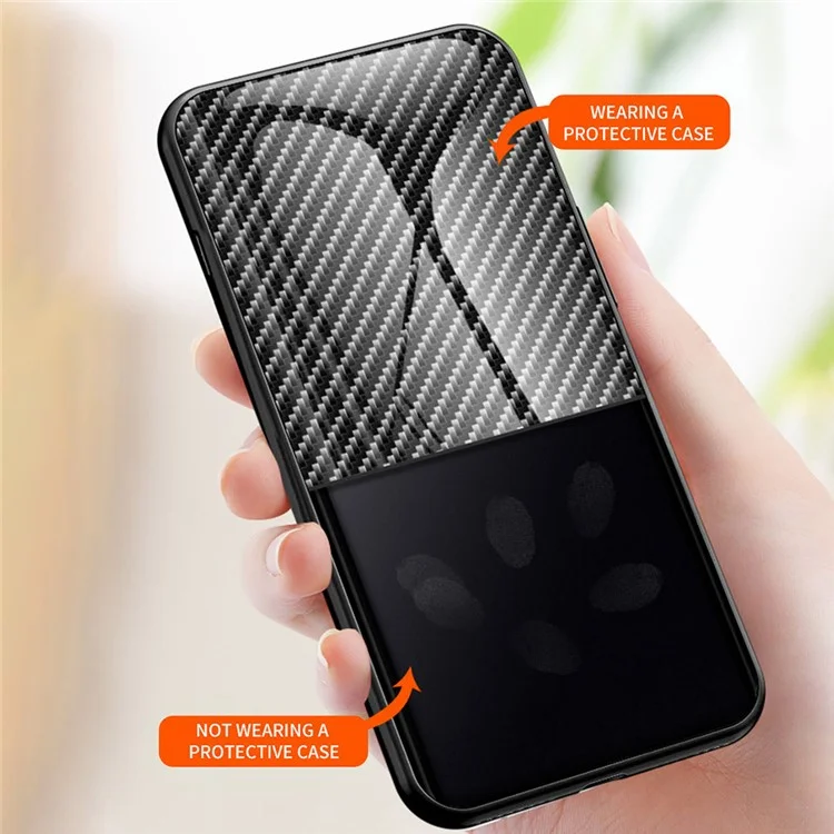 Para Xiaomi Redmi Note 11 4G (Qualcomm)/Redmi Note 11S 4G Smooth Touch Carbon Fiber Texture Tempered Glass + PC + TPU Cell Phone Case Cover - Black Fiber