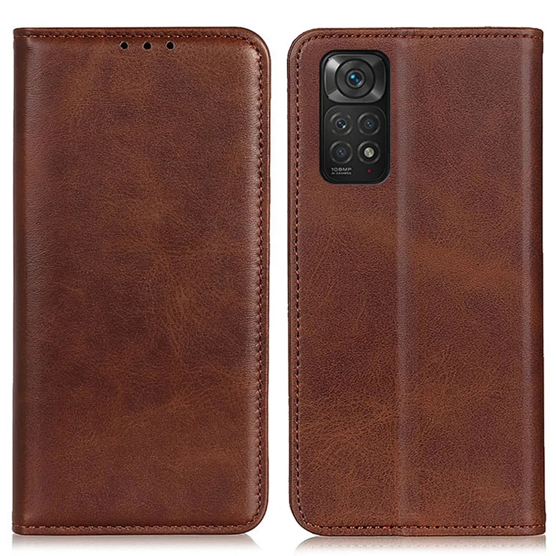 For Xiaomi Redmi Note 11 4G (Qualcomm)/Note 11S 4G Wallet Stand Phone Case Split Leather Magnetic Auto-absorbed Cover - Coffee