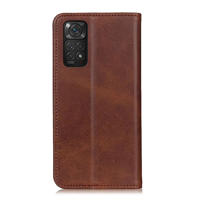 For Xiaomi Redmi Note 11 4G (Qualcomm)/Note 11S 4G Wallet Stand Phone Case Split Leather Magnetic Auto-absorbed Cover - Coffee