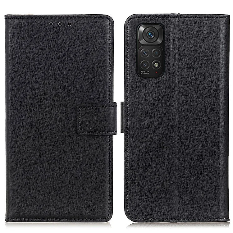 Pour Xiaomi Redmi Note 11 4G (Qualcomm)/Note 11S 4G Magnetic Clasp PU Leather Wallet Phone Case avec support pliable - Noir