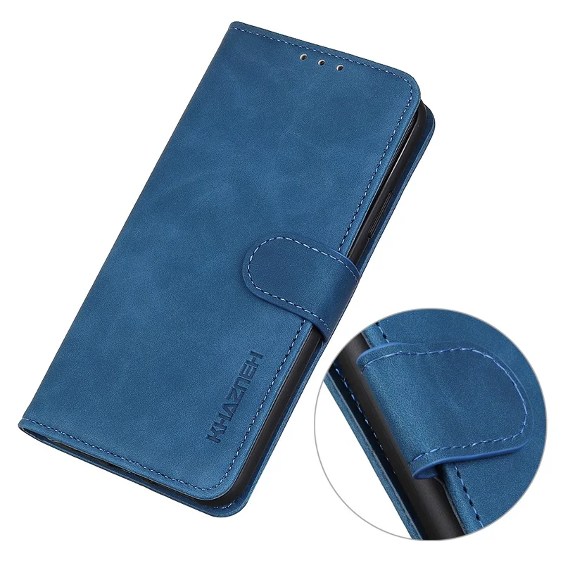 KHAZNEH For Xiaomi Redmi Note 11 4G (Qualcomm)/Note 11S 4G Vintage Leather Shockproof Wallet Case Phone Stand Cover - Blue