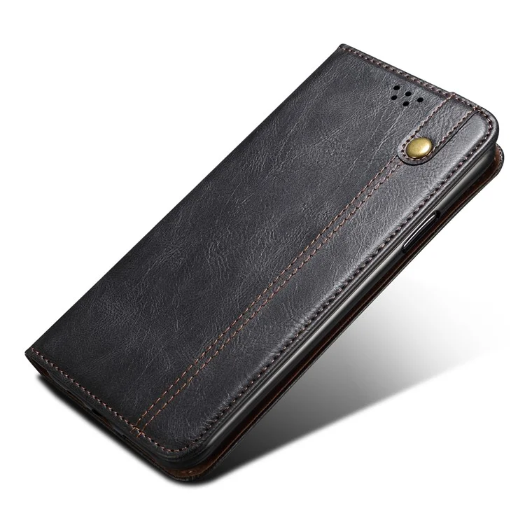 Pour Xiaomi Redmi Note 12 Pro 4G / 11 Pro 4G (MediaTek) / Note 11 Pro 5G (Qualcomm) Étui portefeuille avec support folio Texture en cuir PU waxy Crazy Horse Absorption magnétique Cover - Noir