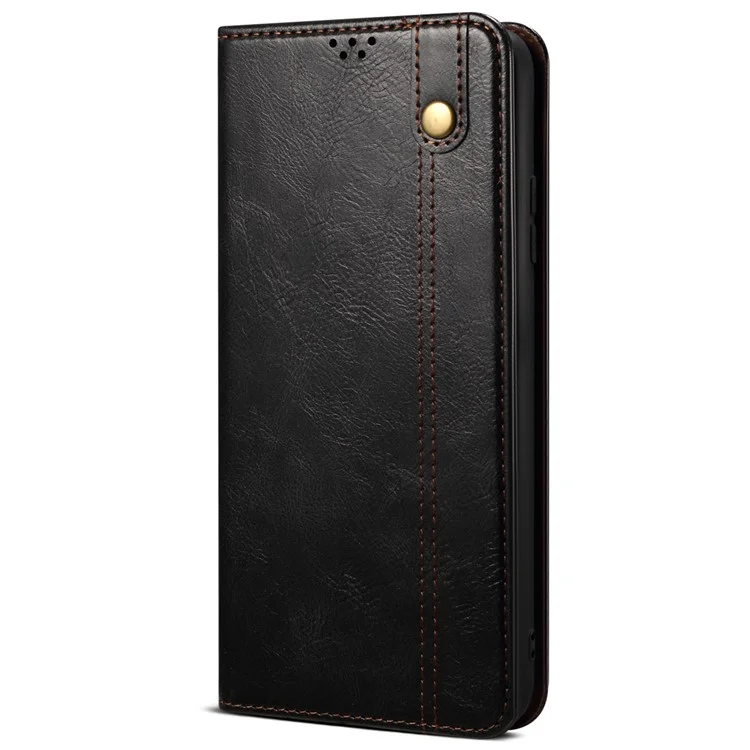 Pour Xiaomi Redmi Note 12 Pro 4G / 11 Pro 4G (MediaTek) / Note 11 Pro 5G (Qualcomm) Étui portefeuille avec support folio Texture en cuir PU waxy Crazy Horse Absorption magnétique Cover - Noir