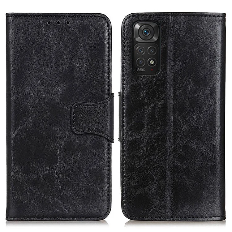 Para Xiaomi Redmi Note 11 4G (Qualcomm)/Note 11S 4G Crazy Horse Texture Split Leather + TPU Full Protection Case Wallet Stand Phone Cover - Negro
