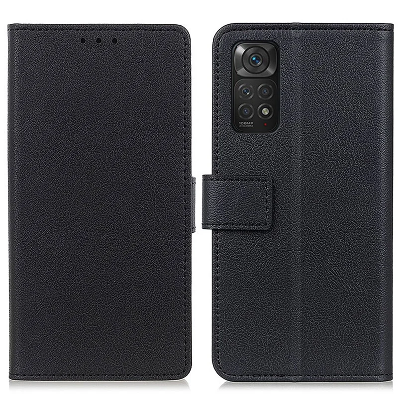 For Xiaomi Redmi Note 11S 4G / Redmi Note 11 4G (Qualcomm) Folio Leather Wallet Case Stand Function Magnetic Closure Flip Cover - Black