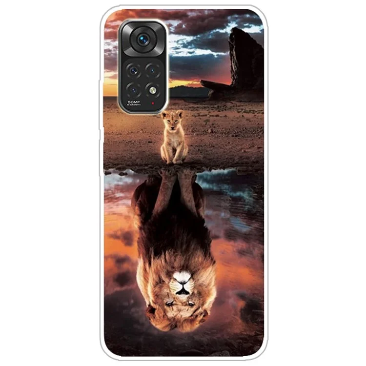 Per Xiaomi Redmi Note 11S 4G / Redmi Note 11 4G (Qualcomm) Custodia Case Flessibile Slim TPU con Stampa a Motivi Moda Carina IMD Design - Leone