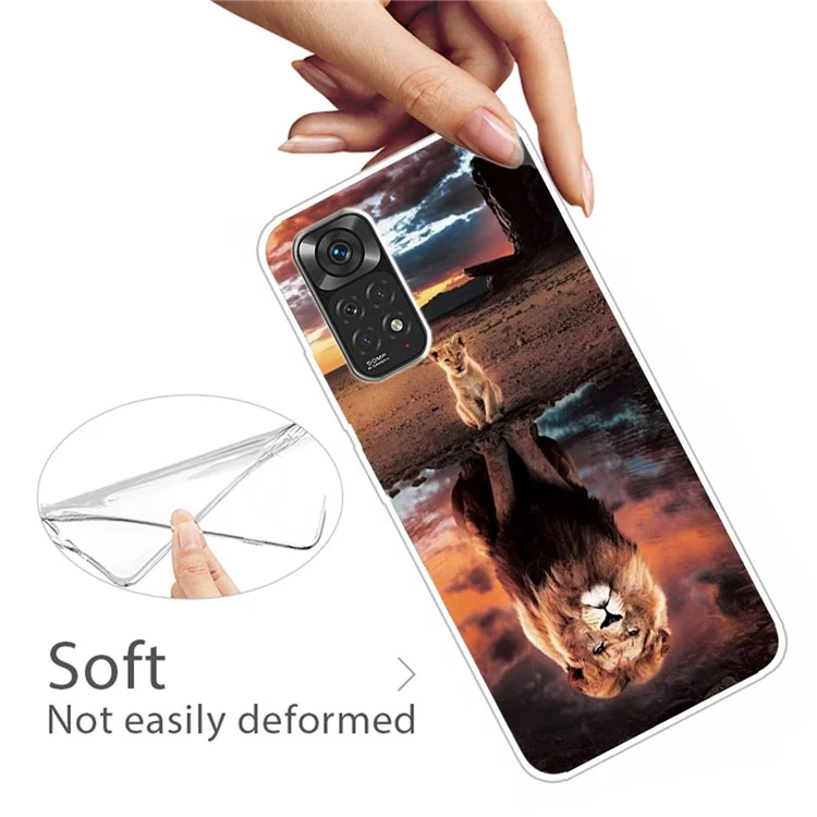 Per Xiaomi Redmi Note 11S 4G / Redmi Note 11 4G (Qualcomm) Custodia Case Flessibile Slim TPU con Stampa a Motivi Moda Carina IMD Design - Leone