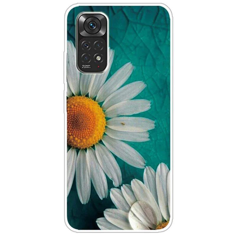 For Xiaomi Redmi Note 11S 4G / Redmi Note 11 4G (Qualcomm) Pattern Printing Case Cute Fashion IMD Design Flexible Slim TPU Cover - Daisies
