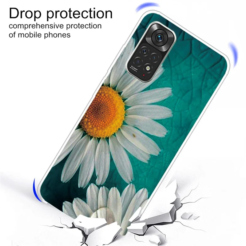 For Xiaomi Redmi Note 11S 4G / Redmi Note 11 4G (Qualcomm) Pattern Printing Case Cute Fashion IMD Design Flexible Slim TPU Cover - Daisies