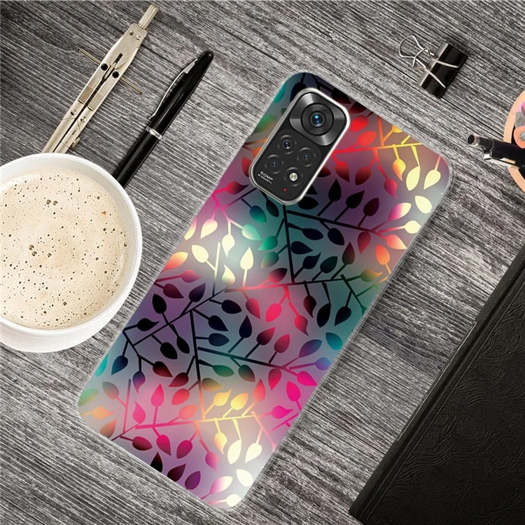 Pour Xiaomi Redmi Note 11S 4G / Redmi Note 11 4G (Qualcomm) Étui à Motif Imprimé Étui Souple et Flexible en TPU Technologie IMD Coque de Protection pour Téléphone - Trésors Feuilles