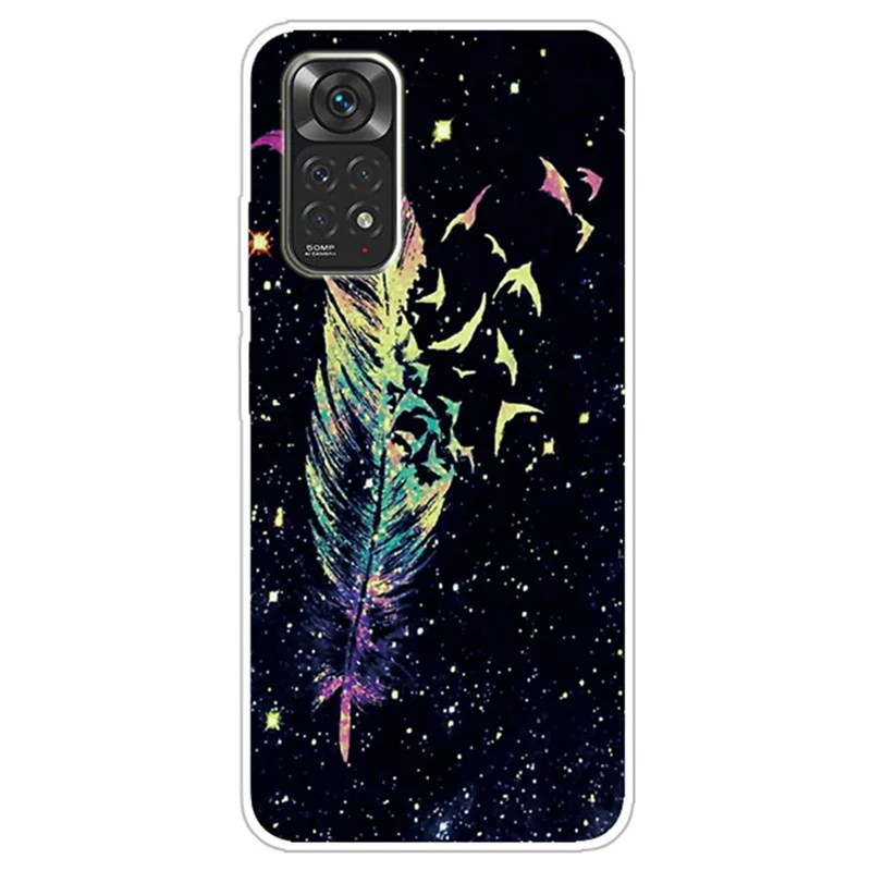 For Xiaomi Redmi Note 11S 4G / Redmi Note 11 4G (Qualcomm) Pattern Printing Case Soft Flexible TPU IMD Technology Protective Phone Cover - Feather