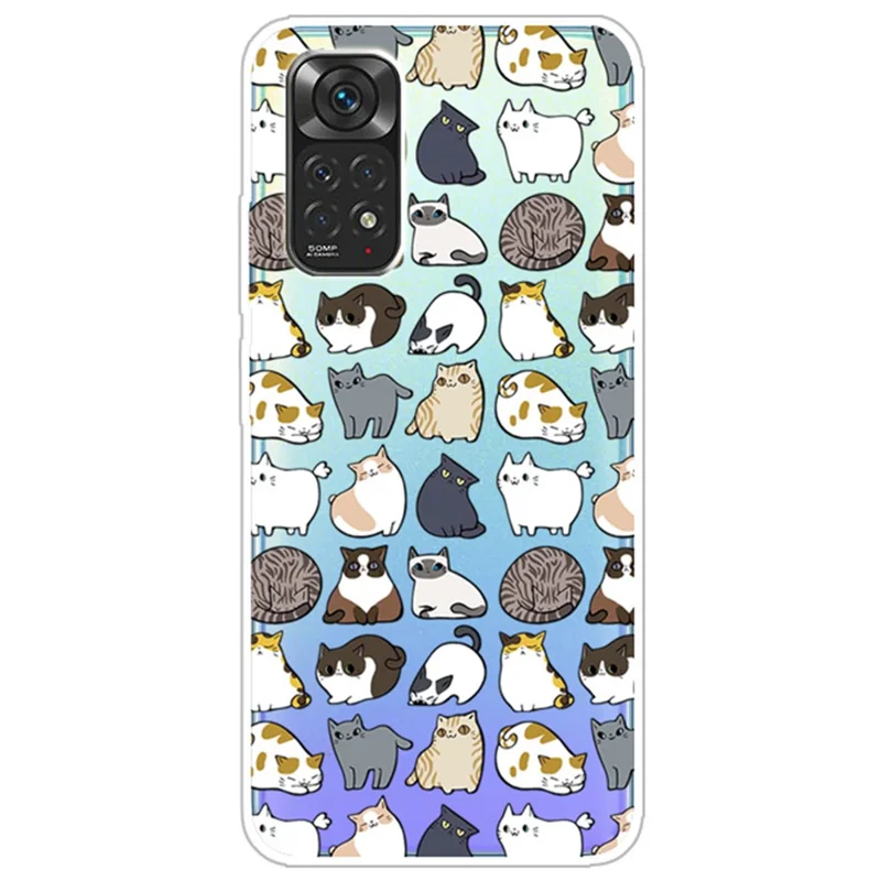 For Xiaomi Redmi Note 11S 4G / Redmi Note 11 4G (Qualcomm) Pattern Printing Case IMD TPU Shock Absorption Protection Phone Cover - Cats Stickers