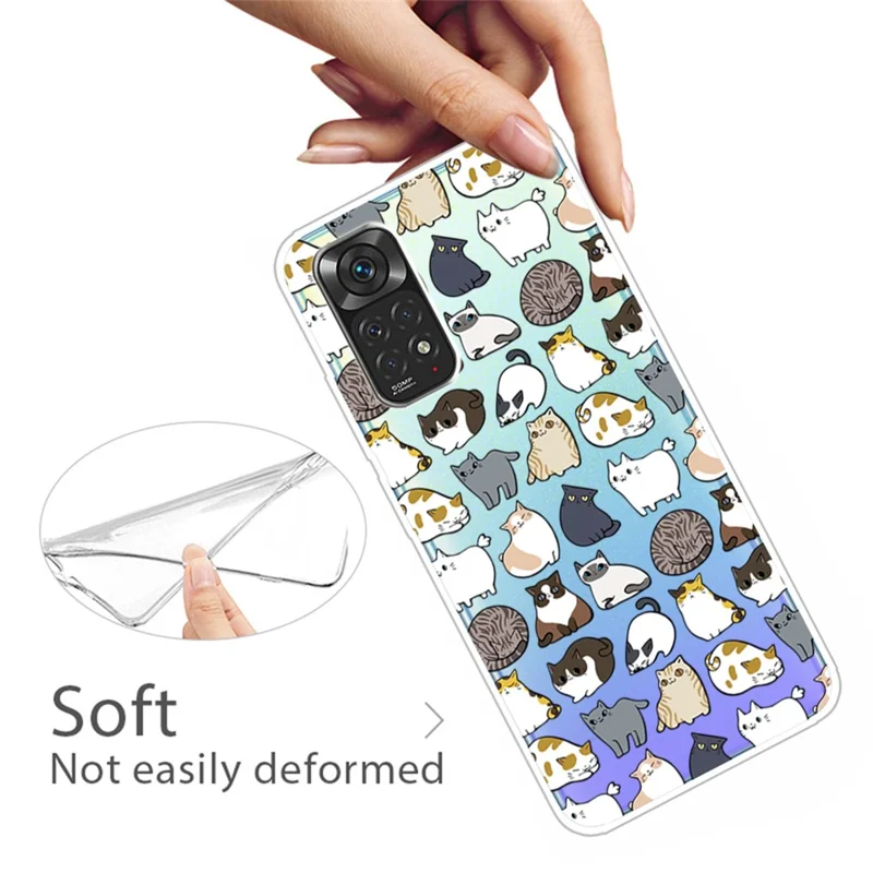 For Xiaomi Redmi Note 11S 4G / Redmi Note 11 4G (Qualcomm) Pattern Printing Case IMD TPU Shock Absorption Protection Phone Cover - Cats Stickers