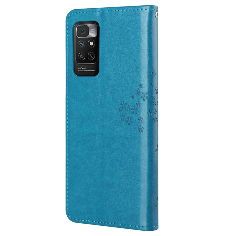 For Xiaomi Redmi Note 11 4G (Qualcomm) / Redmi Note 11S 4G Wallet Phone Case Owl Tree Pattern Imprinted PU Leather Stand Flip Protective Cover with Strap - Blue
