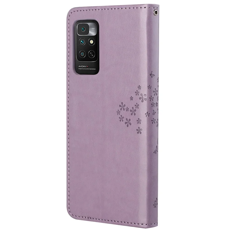 For Xiaomi Redmi Note 11 4G (Qualcomm) / Redmi Note 11S 4G Wallet Phone Case Owl Tree Pattern Imprinted PU Leather Stand Flip Protective Cover with Strap - Purple