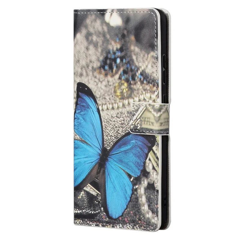 For Xiaomi Redmi Note 11S 4G / Redmi Note 11 4G (Qualcomm) Pattern Printing PU Leather Wallet Case Stand Feature Flip Cover - Blue Butterfly