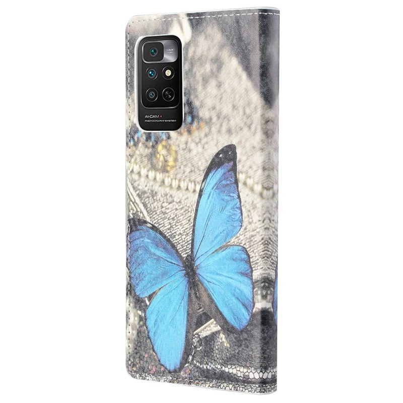 For Xiaomi Redmi Note 11S 4G / Redmi Note 11 4G (Qualcomm) Pattern Printing PU Leather Wallet Case Stand Feature Flip Cover - Blue Butterfly