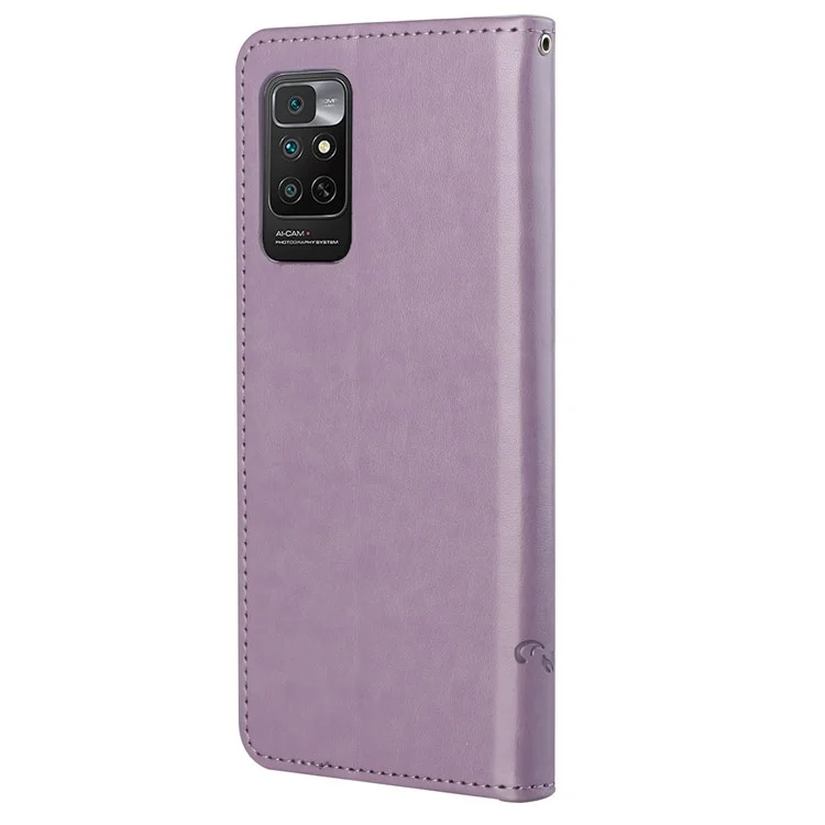 Для Xiaomi Redmi Note 11 4G (Qualcomm) / Redmi Note 11S 4G Бабочка с цветочным рисунком, нанесённым на искусственную кожу, кошелёк-книжка с откидной крышкой, магнитная застёжка, ударопрочный чехол для телефона со ремешком - Фиолетовый