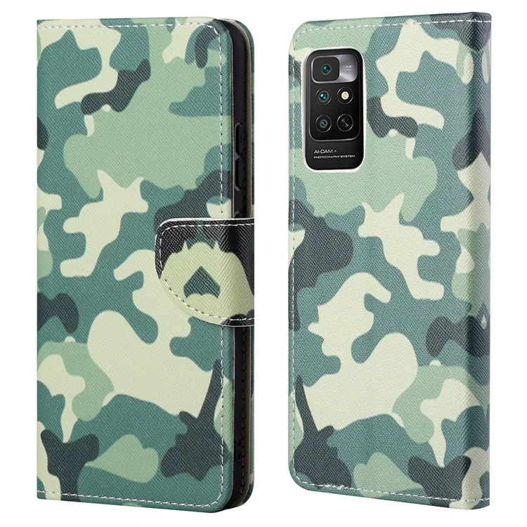 Für Xiaomi Redmi Note 11 4G (Qualcomm) / Redmi Note 11S 4G Cross Texture PU Leder Handyhülle Ständer Magnetische Klappe Musteraufdruck Cover - Camouflage