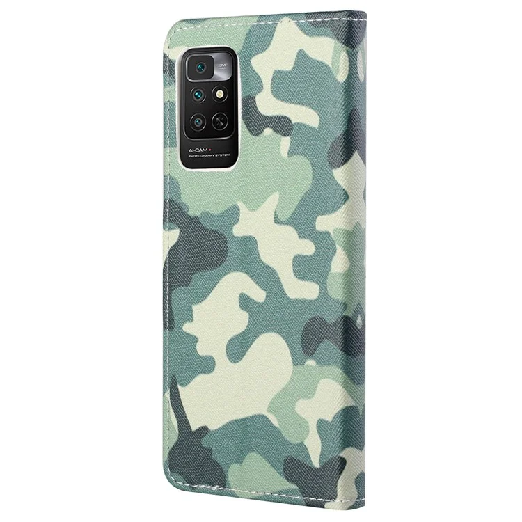 Für Xiaomi Redmi Note 11 4G (Qualcomm) / Redmi Note 11S 4G Cross Texture PU Leder Handyhülle Ständer Magnetische Klappe Musteraufdruck Cover - Camouflage