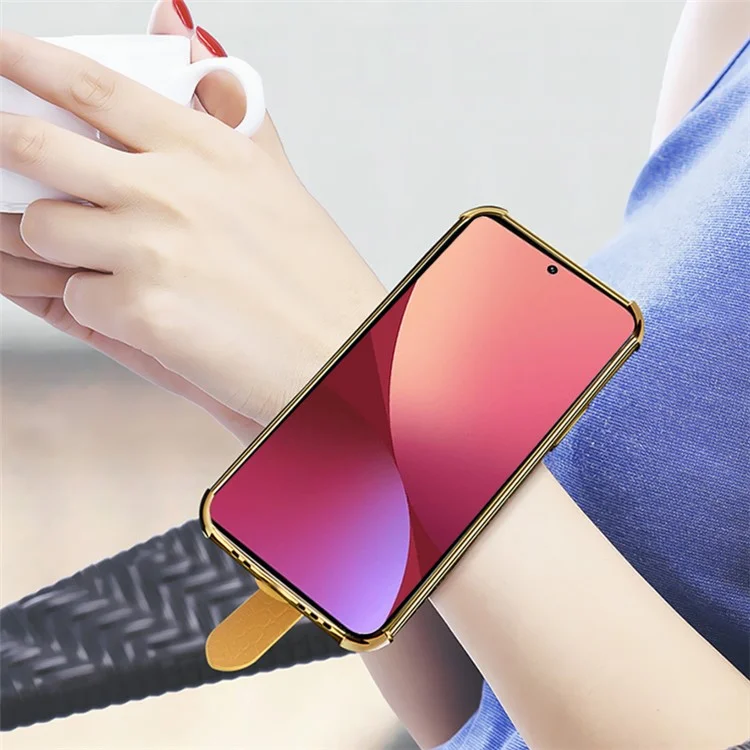 For Xiaomi 12 5G/12X 5G/12S 5G PU Leather Coated TPU Phone Cover Precise Cutout Crocodile Texture Kickstand Electroplating Phone Case - White