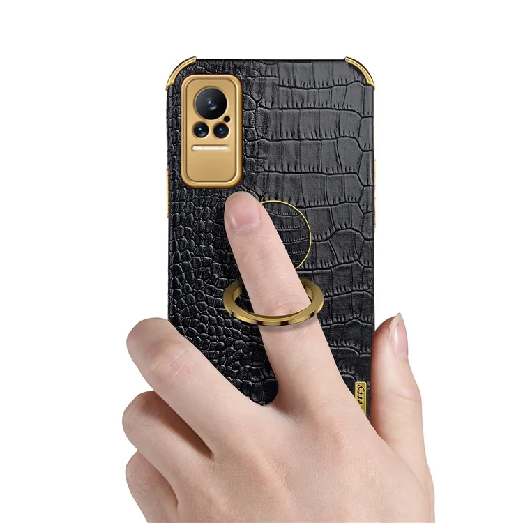 For Xiaomi Civi Smartphone Case Kickstand Electroplating Finger Ring Holder PU Leather Coated TPU Phone Back Shell - Red