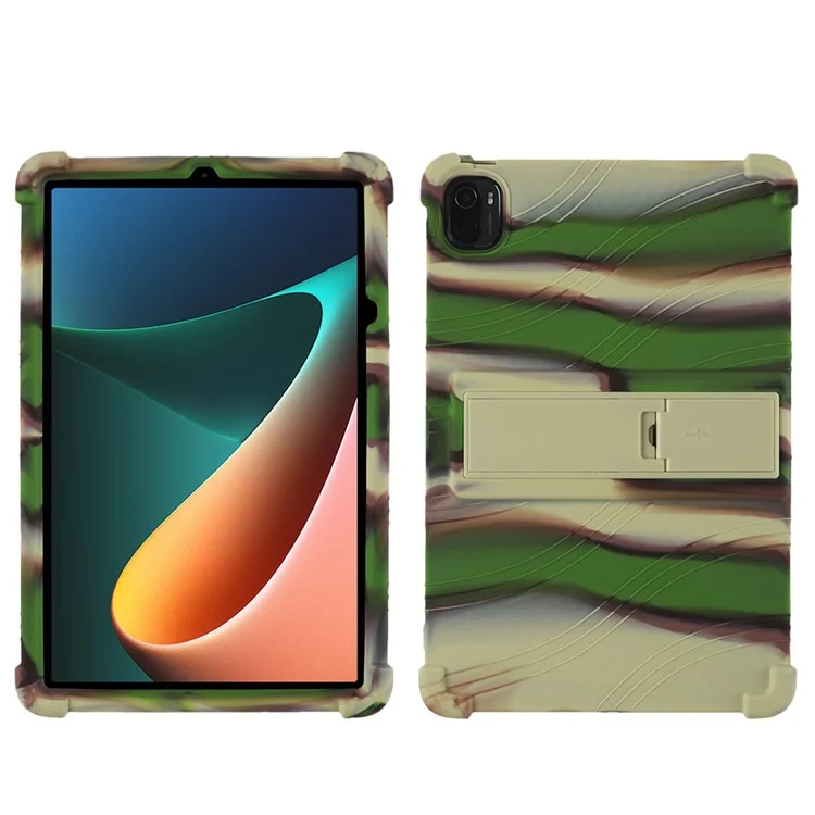Para Xiaomi Pad 5 / Pad 5 Pro Reforzó La Cubierta De La Caja De La Tableta De Silicona De La Esquina Con PC Kickstand - Camuflaje