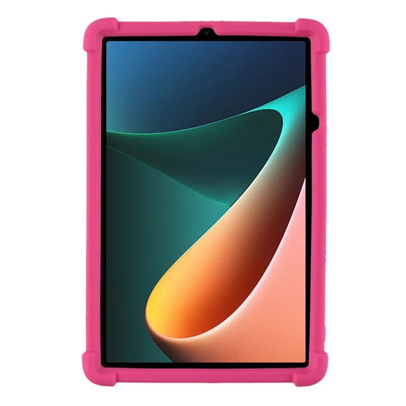 For Xiaomi Pad 5/Pad 5 Pro Reinforced Four Corner Silicone Tablet Case Cover with PC Kickstand - Rose