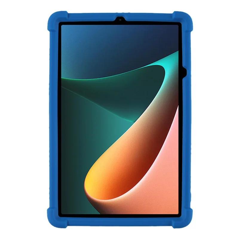 For Xiaomi Pad 5/Pad 5 Pro Reinforced Four Corner Silicone Tablet Case Cover with PC Kickstand - Dark Blue