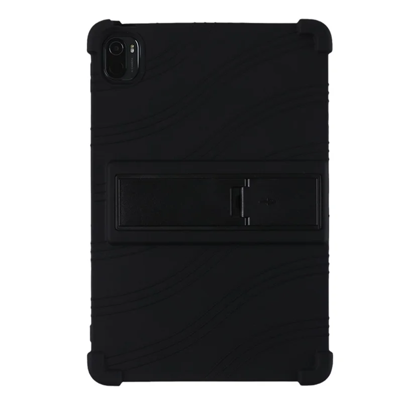 Para Xiaomi Pad 5/Pad 5 Pro Funda de Tableta de Silicona Reforzada en las Cuatro Esquinas con Soporte de PC - Negro