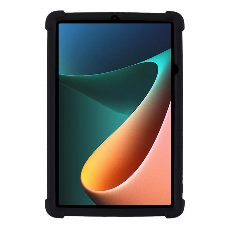 Para Xiaomi Pad 5/Pad 5 Pro Funda de Tableta de Silicona Reforzada en las Cuatro Esquinas con Soporte de PC - Negro