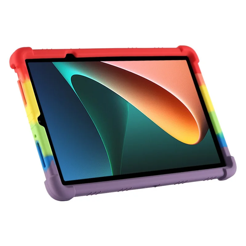 Para Xiaomi Pad 5/Pad 5 Pro Funda de Tableta de Silicona Reforzada en las Cuatro Esquinas con Soporte de PC - Negro