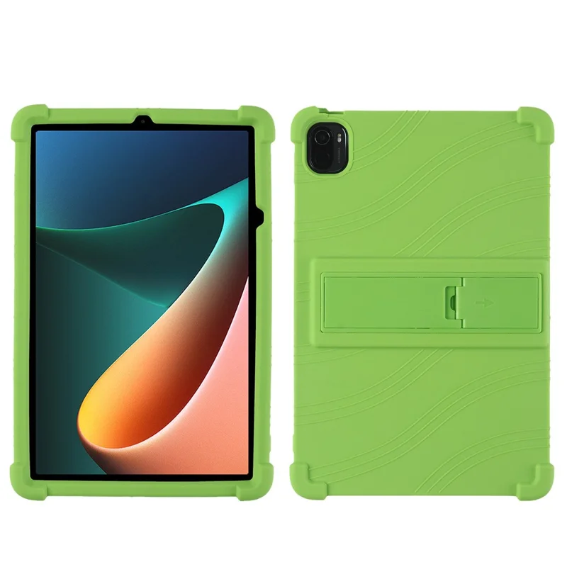 Pour Xiaomi Pad 5 / PAD 5 PRO Couverture De Tablette En Silicone À Quatre Angles Avec PC Kickstand - Vert