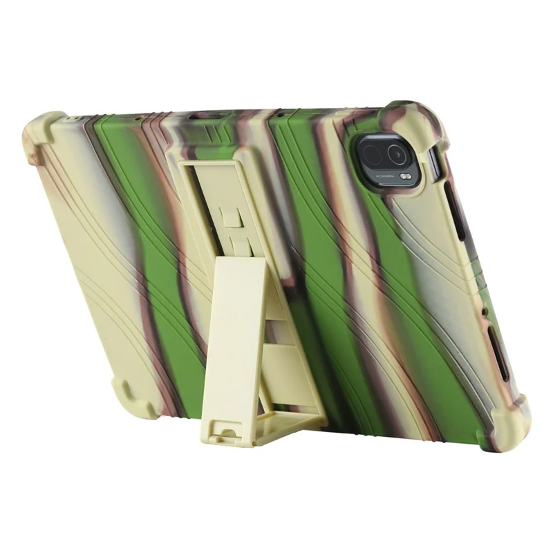 For Xiaomi Pad 5/Pad 5 Pro Reinforced Four Corner Silicone Tablet Case Cover with PC Kickstand - Multi-color