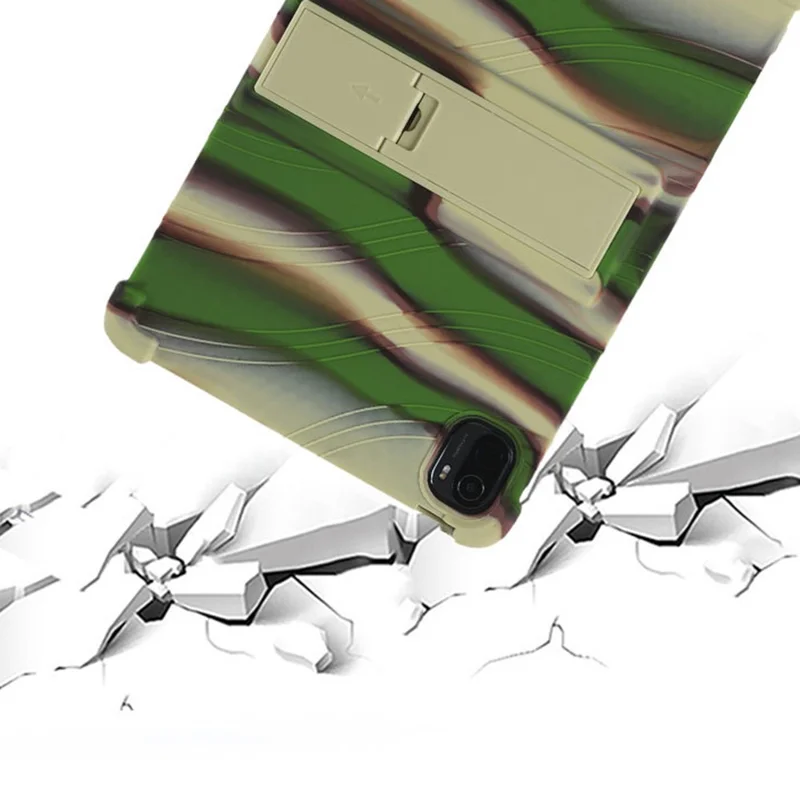 For Xiaomi Pad 5/Pad 5 Pro Reinforced Four Corner Silicone Tablet Case Cover with PC Kickstand - Multi-color