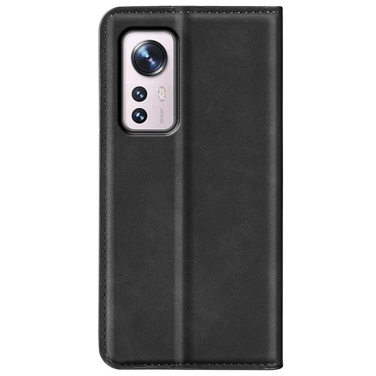 Para Xiaomi 12 5g/12x 5g/12s 5g Skin Touch PU Couro Magnetic Case Caso Projeto de Carteira TPU Stand TPU Stand Tampa - Preto
