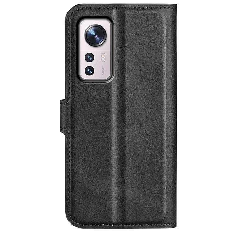 For Xiaomi 12 5G/12X 5G/12S 5G Texture PU Leather Stand Case Magnetic Clasp Wallet Protective Cover - Black