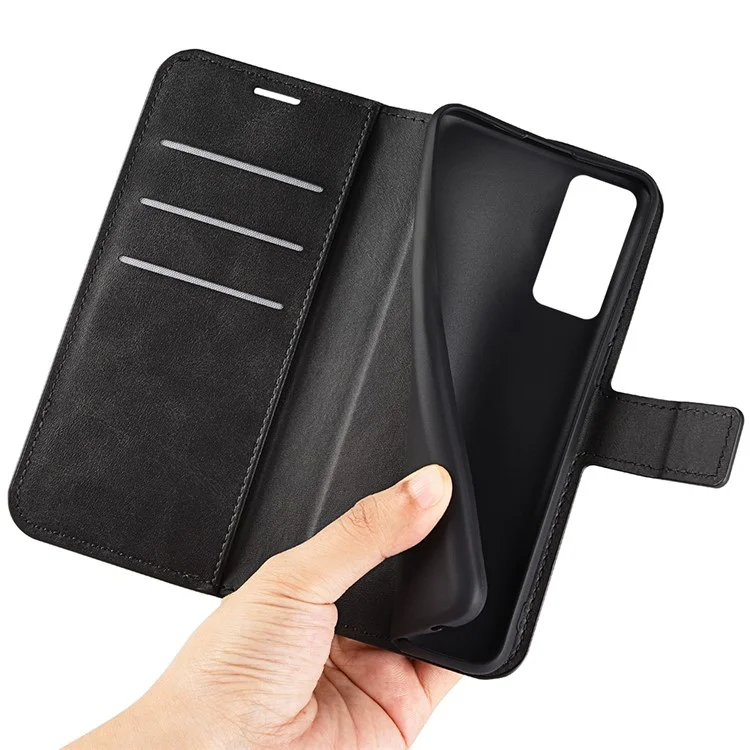 For Xiaomi 12 5G/12X 5G/12S 5G Texture PU Leather Stand Case Magnetic Clasp Wallet Protective Cover - Black