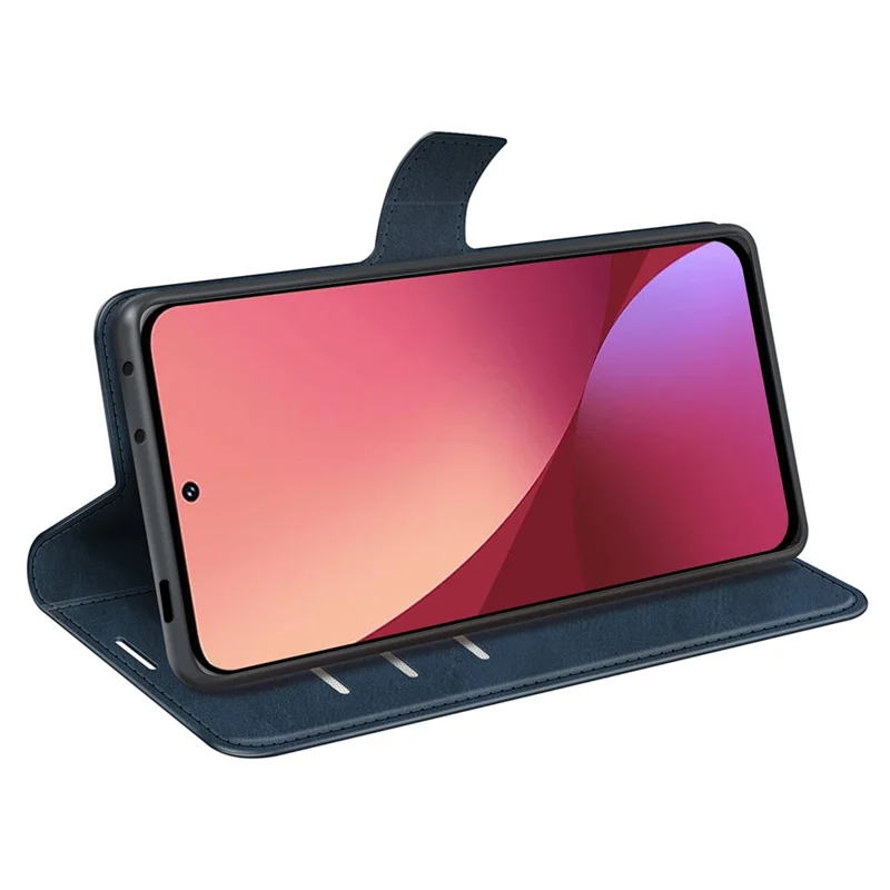 Per Xiaomi 12 5g/12x 5g/12s 5g Texture PU Stand Stand Case di Chiusura Magnetica Coperchio Protettivo - Blu