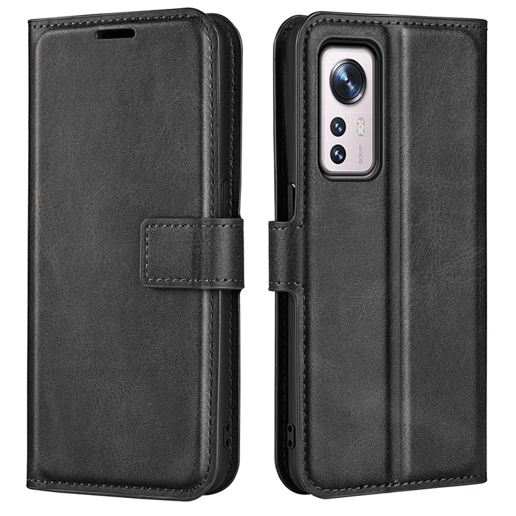 Per Xiaomi 12 Pro 5G/12S Pro 5G/12 Pro (Dimensity) 5G Texture PU Leather + TPU All-round Protection Stand Wallet Phone Cover - Black