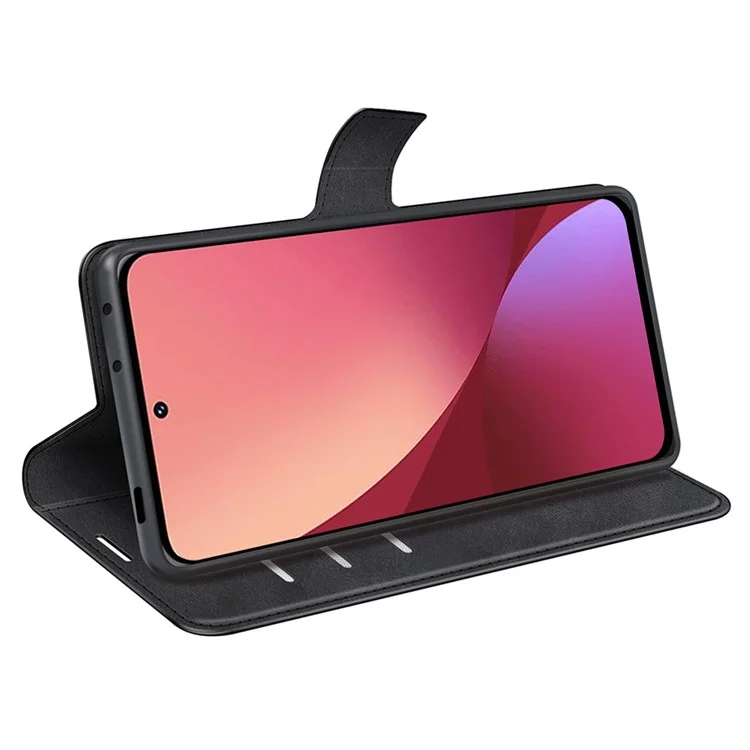 Per Xiaomi 12 Pro 5G/12S Pro 5G/12 Pro (Dimensity) 5G Texture PU Leather + TPU All-round Protection Stand Wallet Phone Cover - Black