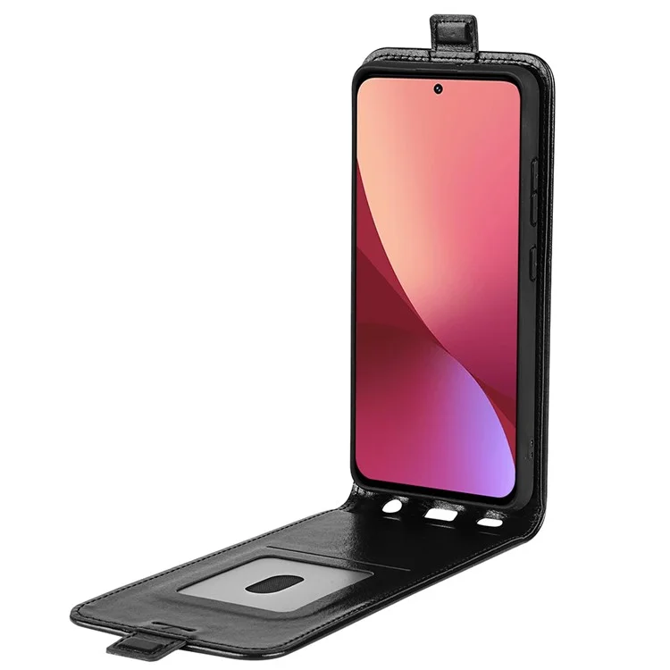 Для Xiaomi 12 Pro 5G/12S Pro 5G/12 Pro (Dimensity) 5G Crazy Horse Texture PU Leather Card Slot Case Vertical Flip Magnetic Clasp Phone Cover - Черный