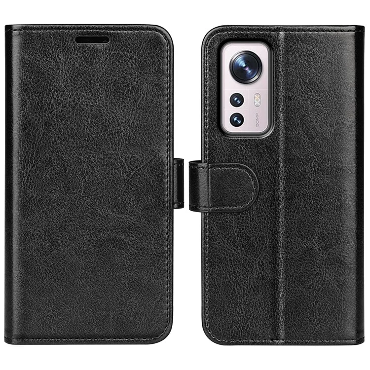 Für Xiaomi 12 Pro 5g/12s Pro 5G/12 Pro (abmessung) 5G Crazy Horse Texture Stand PU Leder + TPU -hülle Wallet Telefonabdeckung - Schwarz