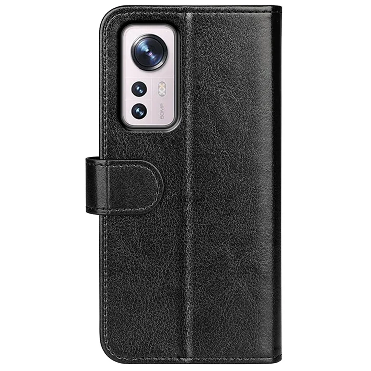 Für Xiaomi 12 Pro 5g/12s Pro 5G/12 Pro (abmessung) 5G Crazy Horse Texture Stand PU Leder + TPU -hülle Wallet Telefonabdeckung - Schwarz
