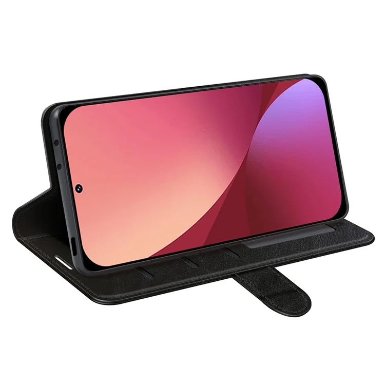 Für Xiaomi 12 Pro 5g/12s Pro 5G/12 Pro (abmessung) 5G Crazy Horse Texture Stand PU Leder + TPU -hülle Wallet Telefonabdeckung - Schwarz